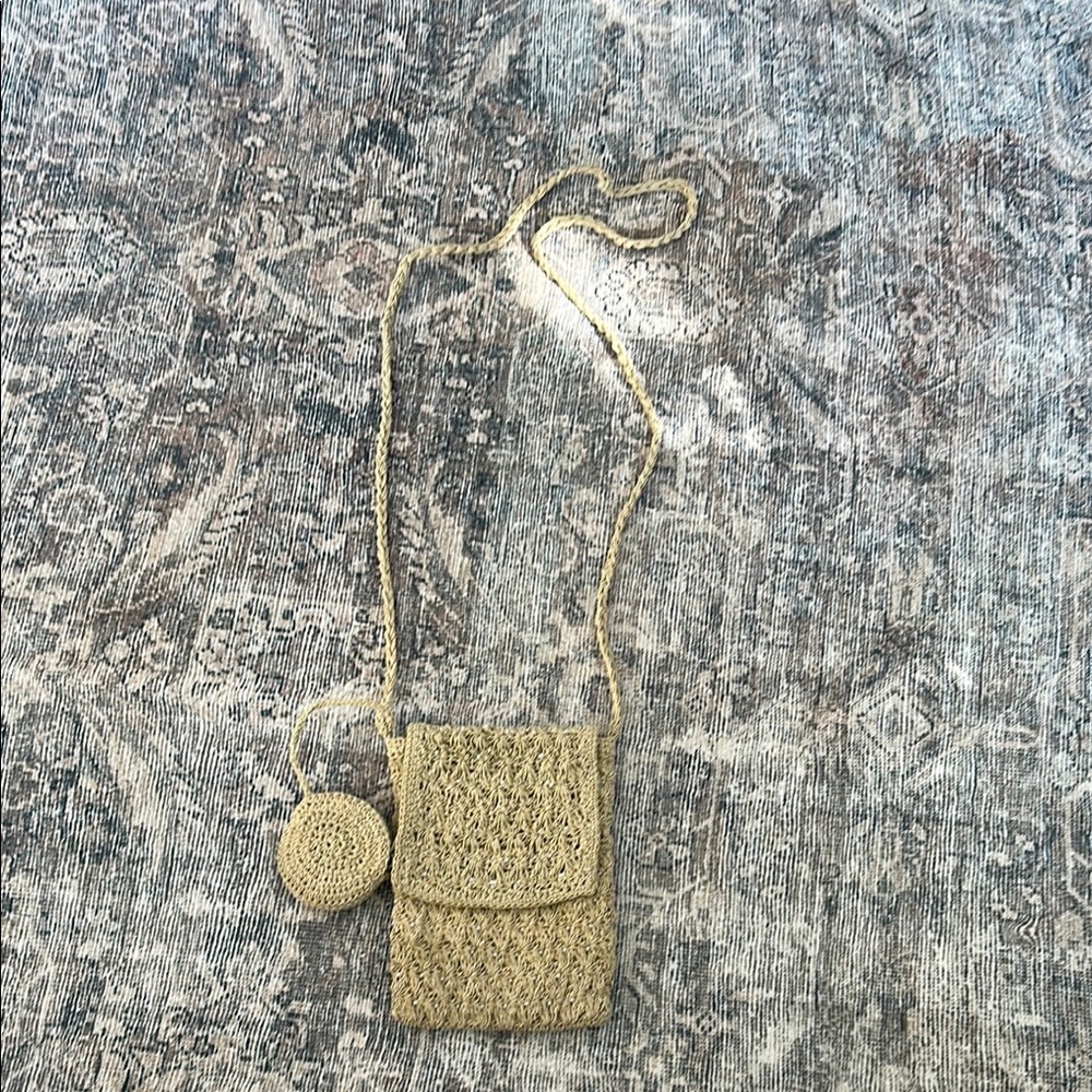 Elegant Tan Woven Crossbody Bag